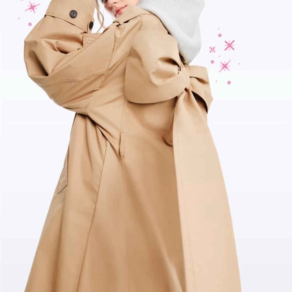 GAP Camel Trench Coat with Back Bow Detail